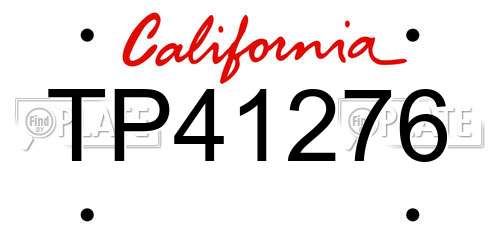 TP41276 California License Plate