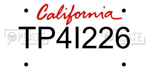 TP4I226 California License Plate
