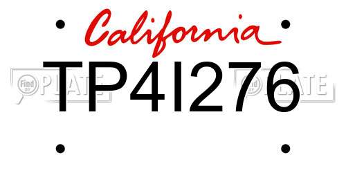 TP4I276 California License Plate