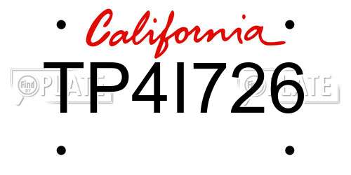 TP4I726 California License Plate