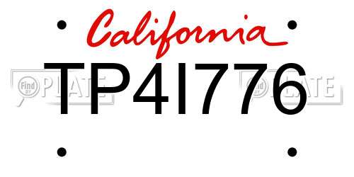 TP4I776 California License Plate