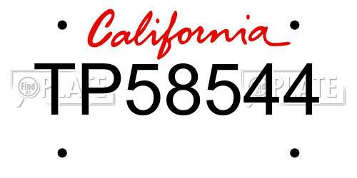 TP58544 California License Plate