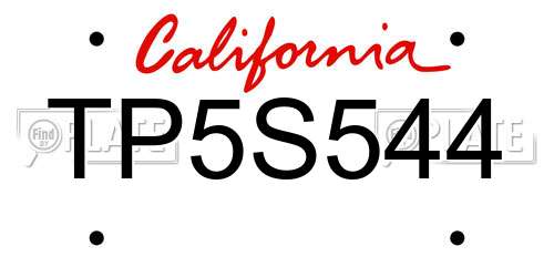 TP5S544 California License Plate