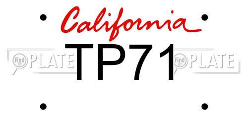 TP71 California License Plate