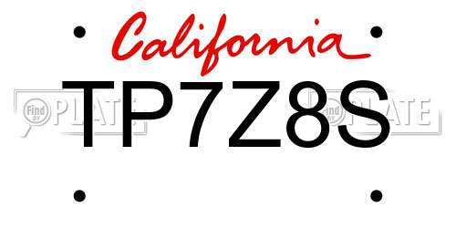 TP7Z8S California License Plate