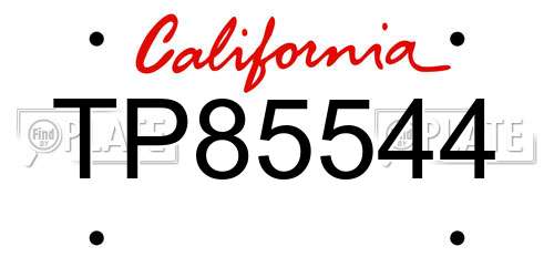 TP85544 California License Plate