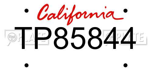 TP85844 California License Plate
