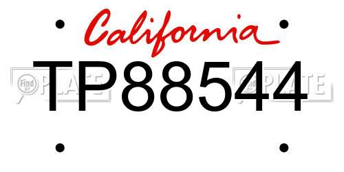 TP88544 California License Plate