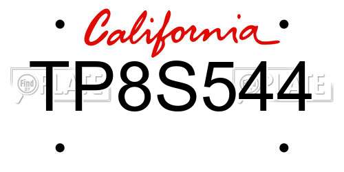 TP8S544 California License Plate
