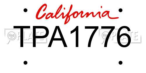 TPA1776 California License Plate