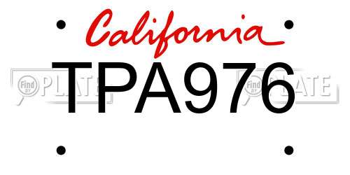 TPA976 California License Plate
