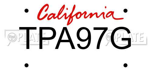 TPA97G California License Plate