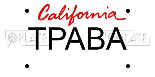 TPABA California License Plate