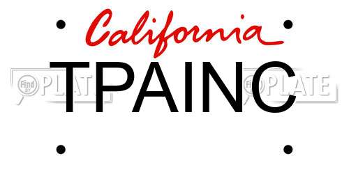 TPAINC California License Plate