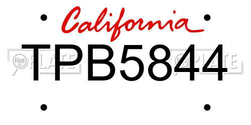 TPB5844 California License Plate