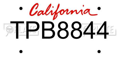 TPB8844 California License Plate