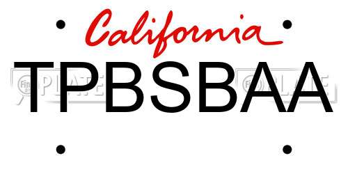 TPBSBAA California License Plate