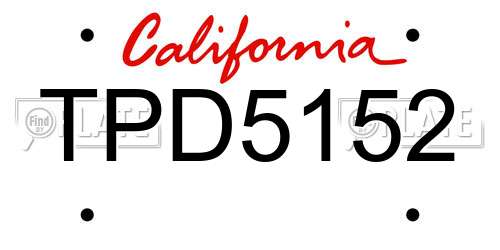 TPD5152 California License Plate