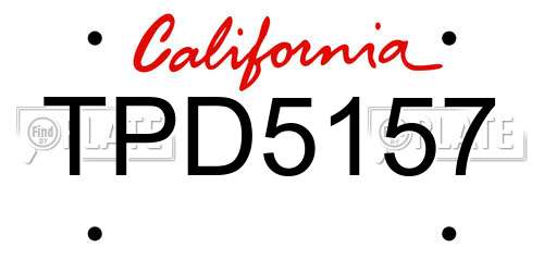 TPD5157 California License Plate