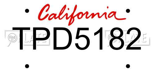 TPD5182 California License Plate