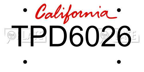 TPD6026 California License Plate