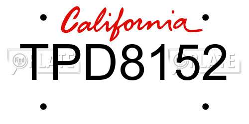 TPD8152 California License Plate