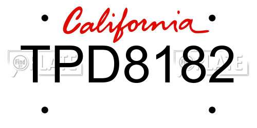 TPD8182 California License Plate