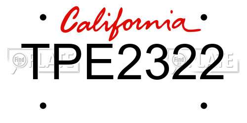 TPE2322 California License Plate