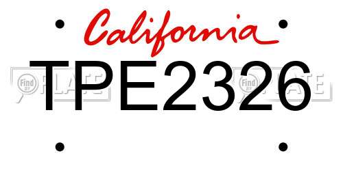 TPE2326 California License Plate
