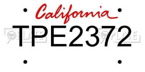 TPE2372 California License Plate