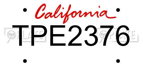 TPE2376 California License Plate