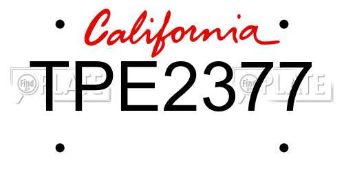 TPE2377 California License Plate
