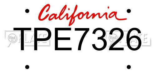 TPE7326 California License Plate