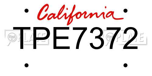 TPE7372 California License Plate