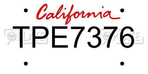 TPE7376 California License Plate