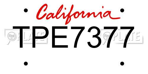 TPE7377 California License Plate