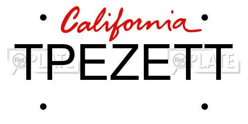 TPEZETT California License Plate