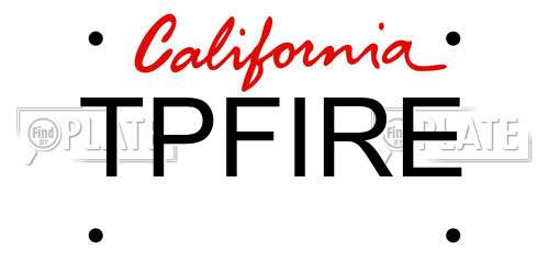 TPFIRE California License Plate
