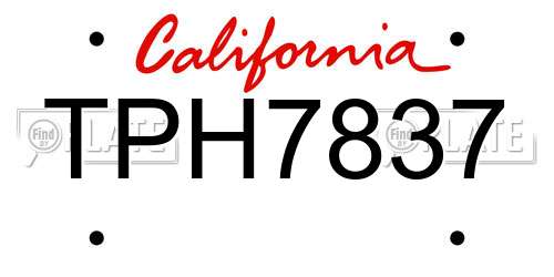 TPH7837 California License Plate