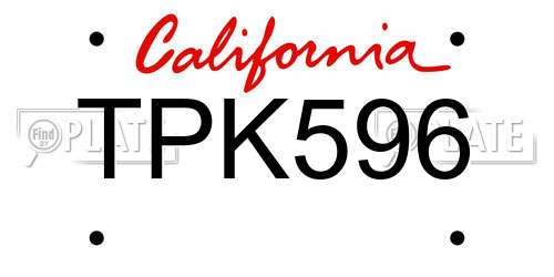 TPK596 California License Plate