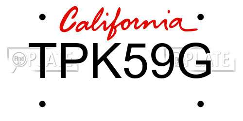 TPK59G California License Plate