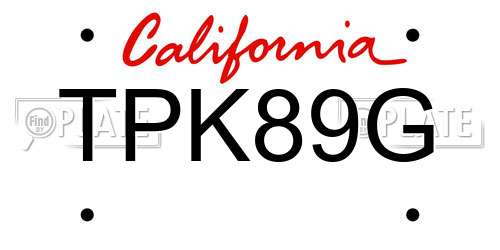 TPK89G California License Plate