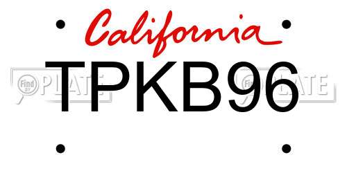 TPKB96 California License Plate