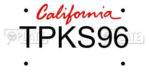 TPKS96 California License Plate