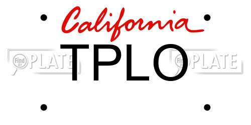 TPLO California License Plate