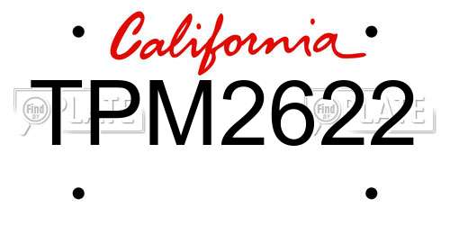 TPM2622 California License Plate