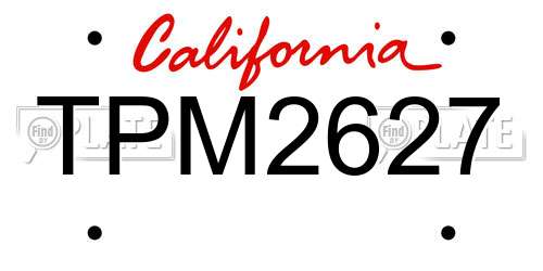 TPM2627 California License Plate