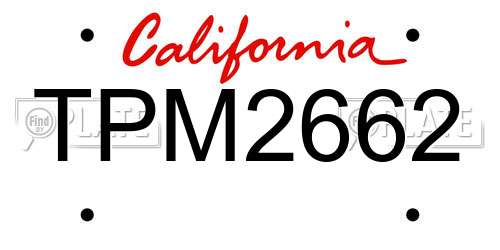 TPM2662 California License Plate