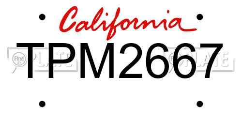 TPM2667 California License Plate