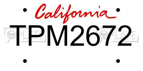 TPM2672 California License Plate
